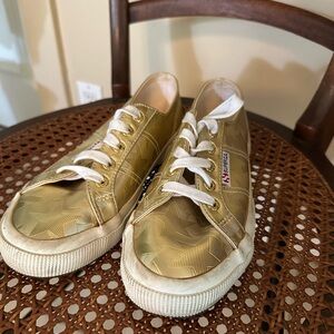 Superga Beige Leather Sneakers